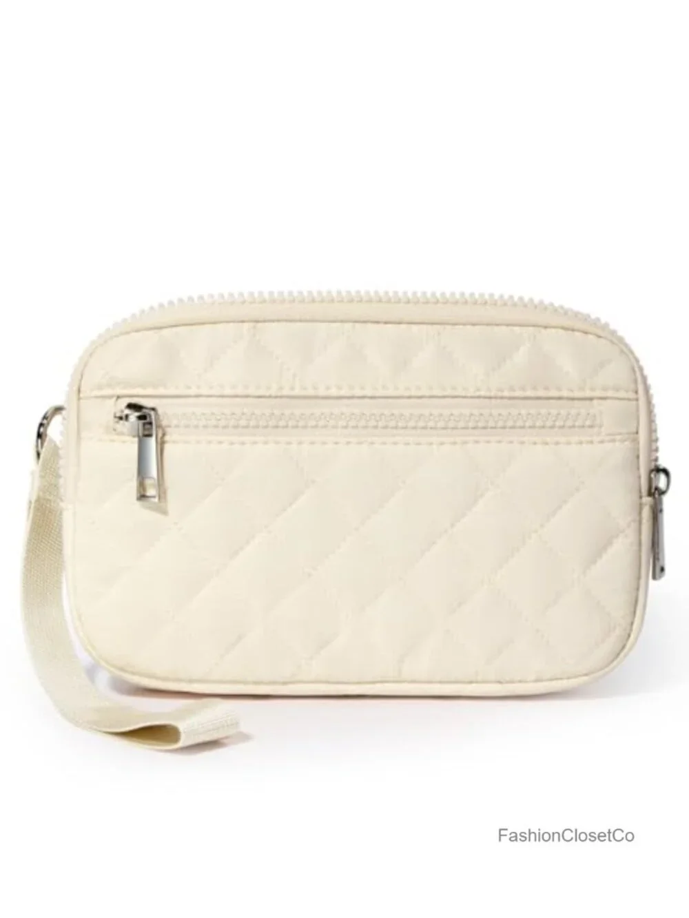 Quilted Nylon RFID Wristlet Wallet 3-Zip Clutch for Travel Phone